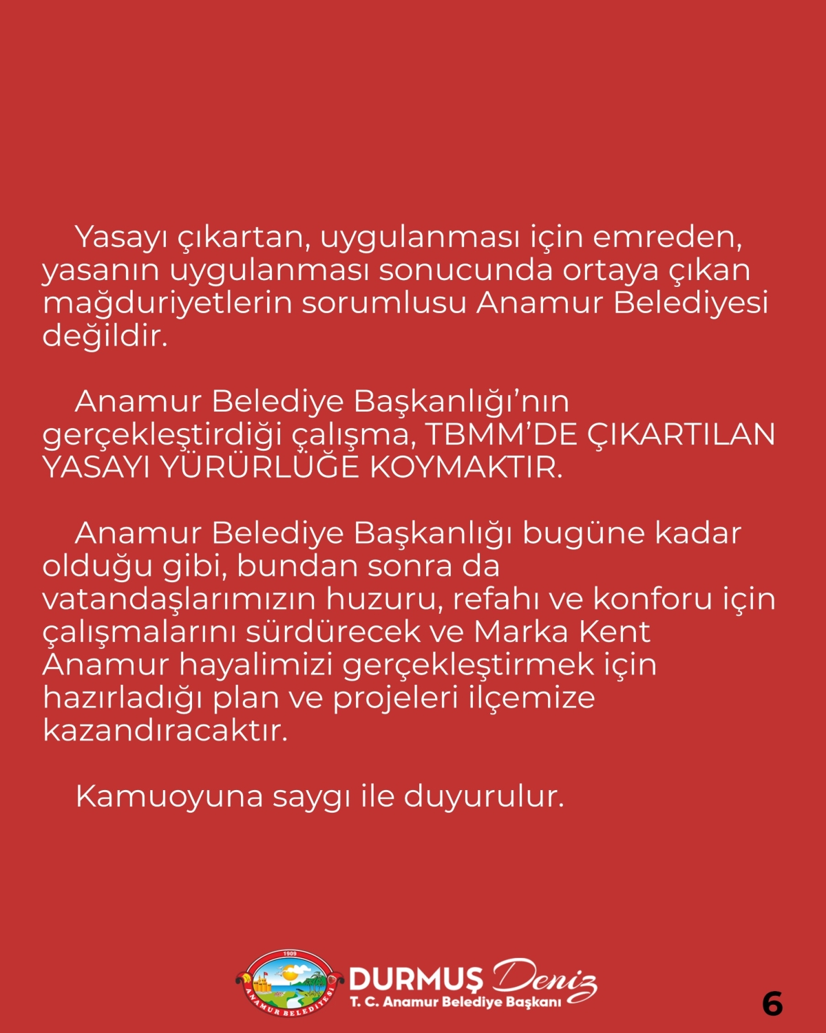 “Anamur Belediyesi’nden Kırsal Mahalle Kararıyla İlgili Kamuoyuna Açıklama” 