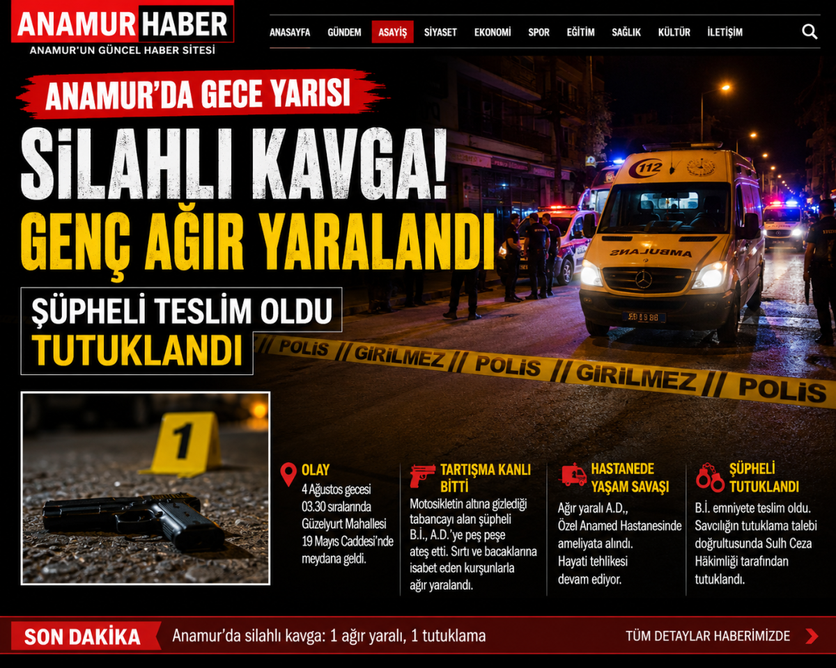Anamur'da Gece Yaşanan Tartışma Kanlı Bitti, 1 Kişi  Ağır Yaralı..